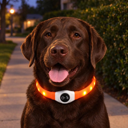 Wiederaufladbares LED Leuchthalsband Mit Druckschalter
