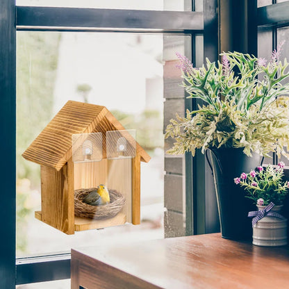 Jonny | Fenster Vogelhaus mit Saugnäpfen für Außenfenster und klare Sicht aufs Vogelnest