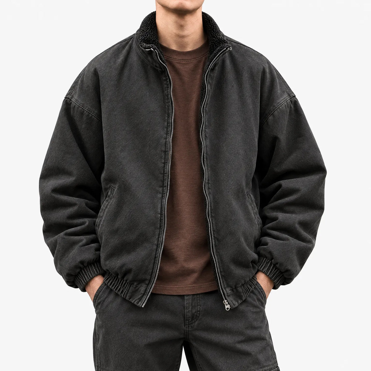 Winterjacke Mit Stehkragen, Reißverschluss Vorn