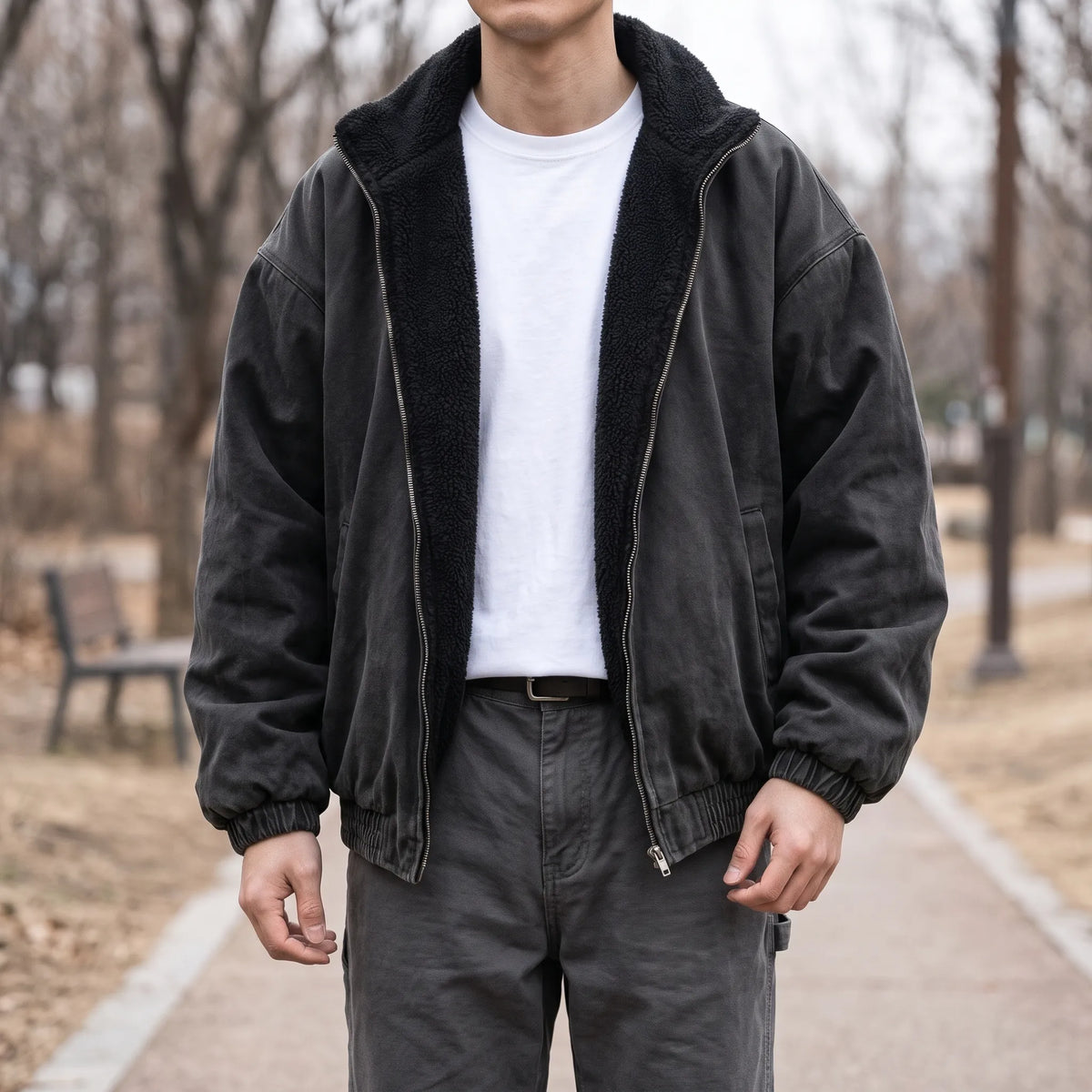 Winterjacke Mit Stehkragen, Reißverschluss Vorn