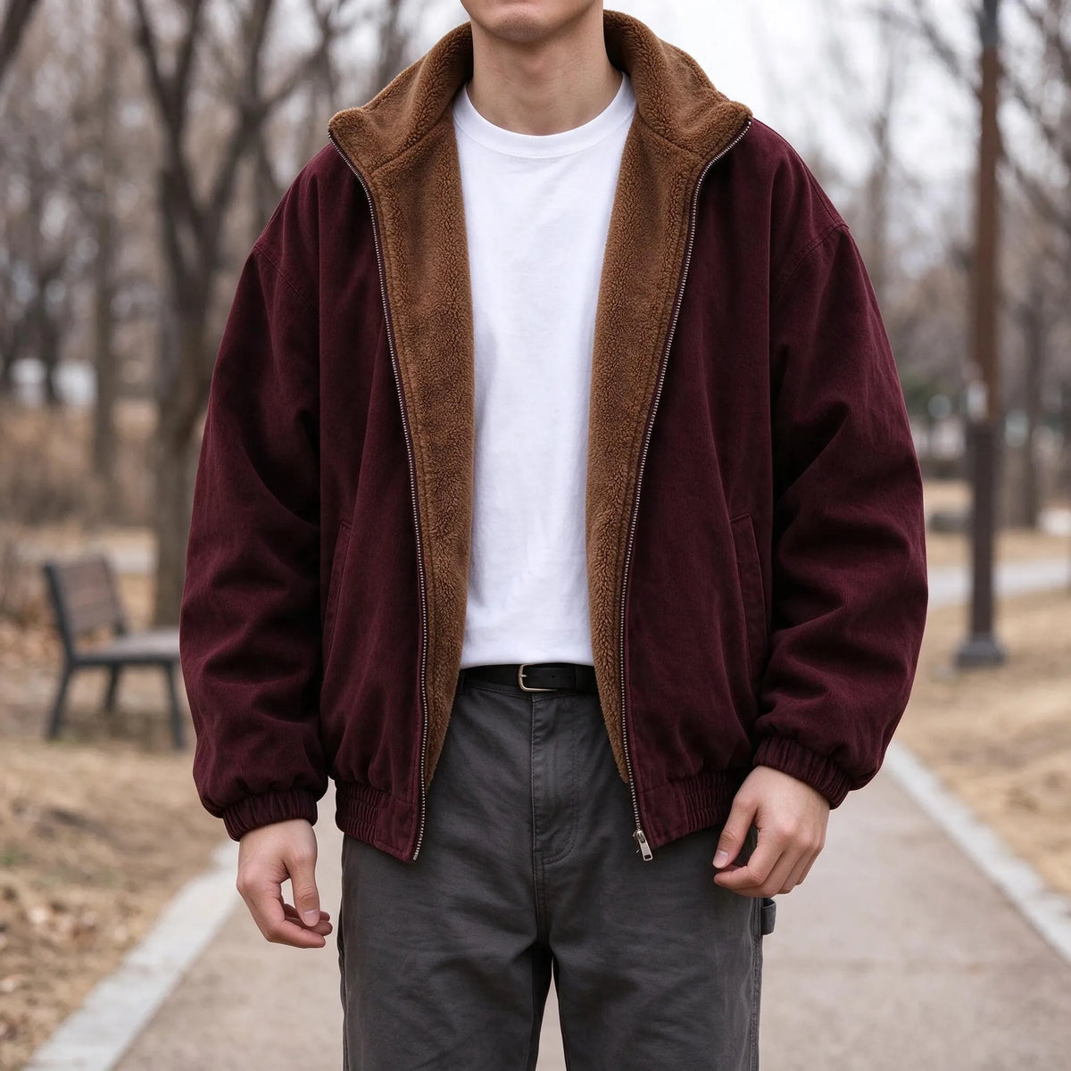 Winterjacke Mit Stehkragen, Reißverschluss Vorn