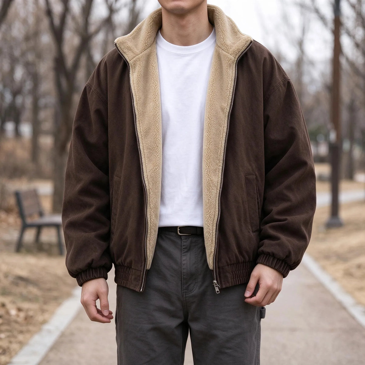 Winterjacke Mit Stehkragen, Reißverschluss Vorn