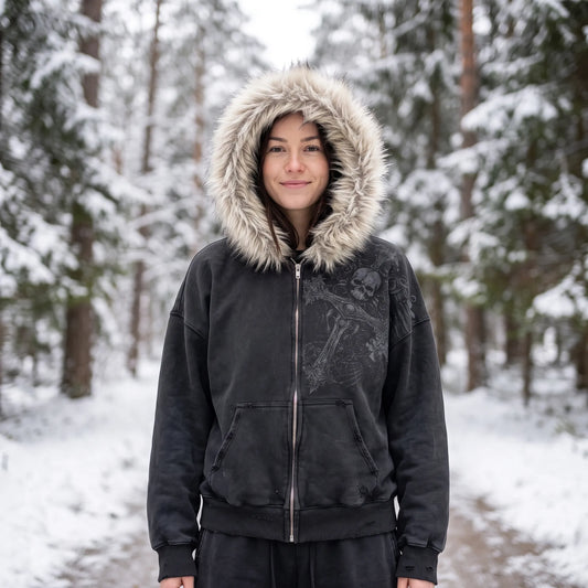 Zip-Hoodie Mit Großer Kapuze