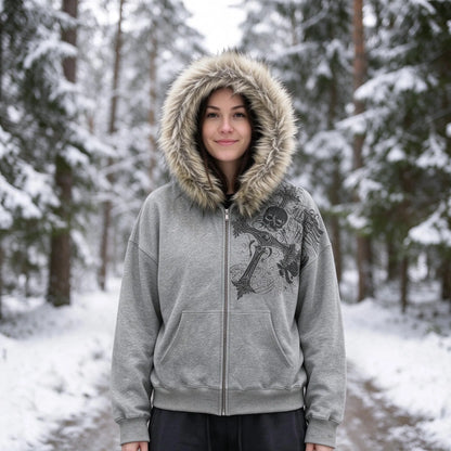 Zip-Hoodie Mit Großer Kapuze
